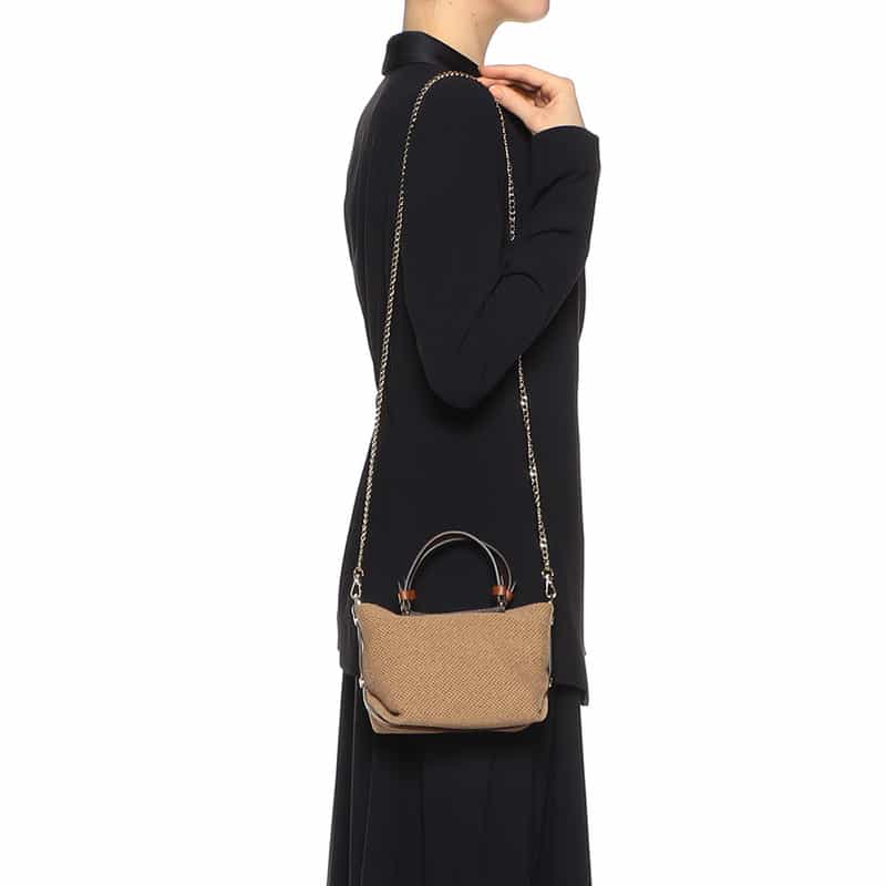 BARNEYS NEW YORK 2WAYキャンバス ミニハンドバッグ BROWN