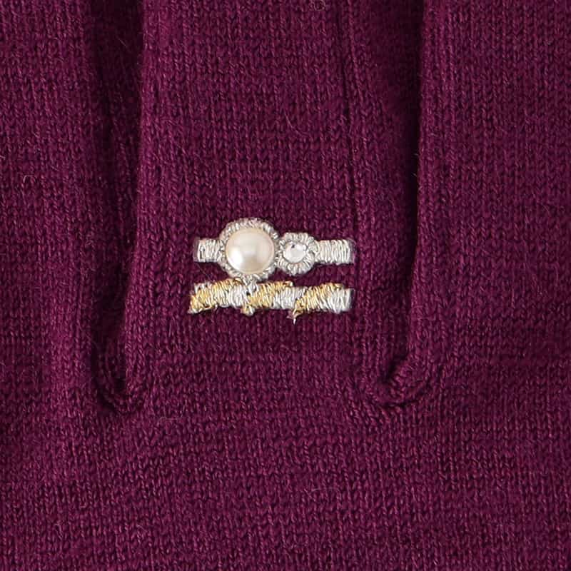 BARNEYS NEW YORK リング刺繍付きグローブ（タッチパネル対応） PURPLE