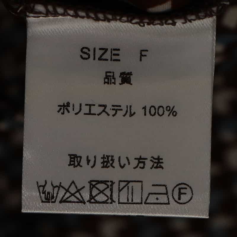 BARNEYS NEW YORK ウォッシャブル 千鳥格子柄プリント シアー素材ボウタイブラウス （キャミソール付き） BROWN