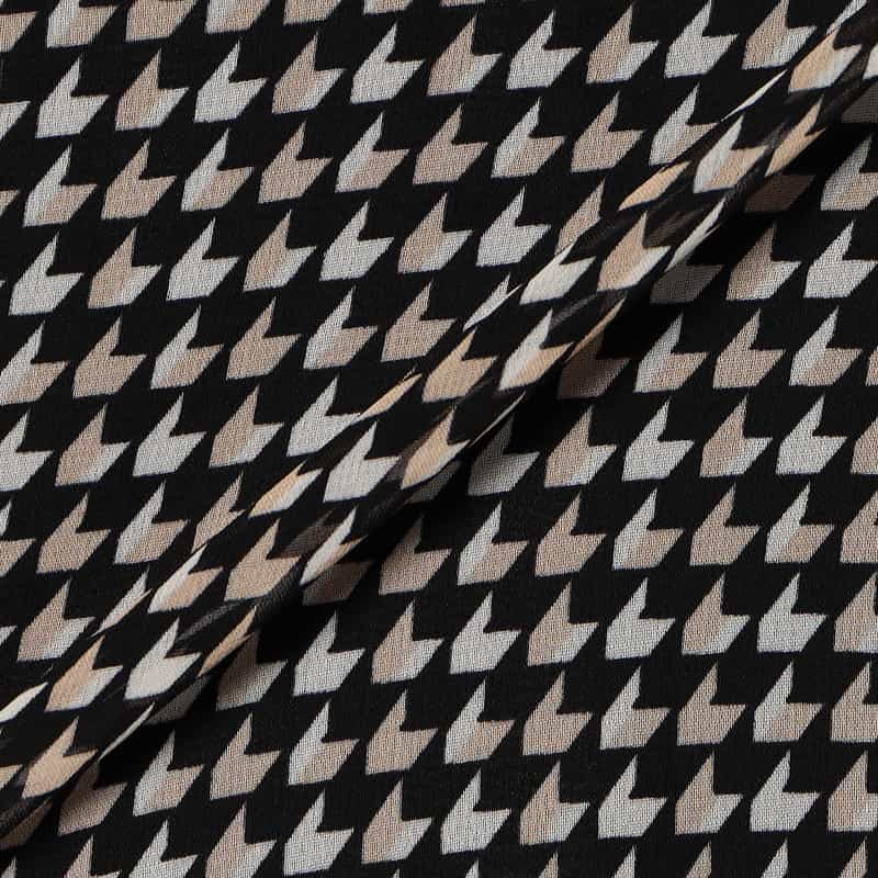 BARNEYS NEW YORK ウォッシャブル 千鳥格子柄プリント シアー素材ボウタイブラウス （キャミソール付き） BLACK