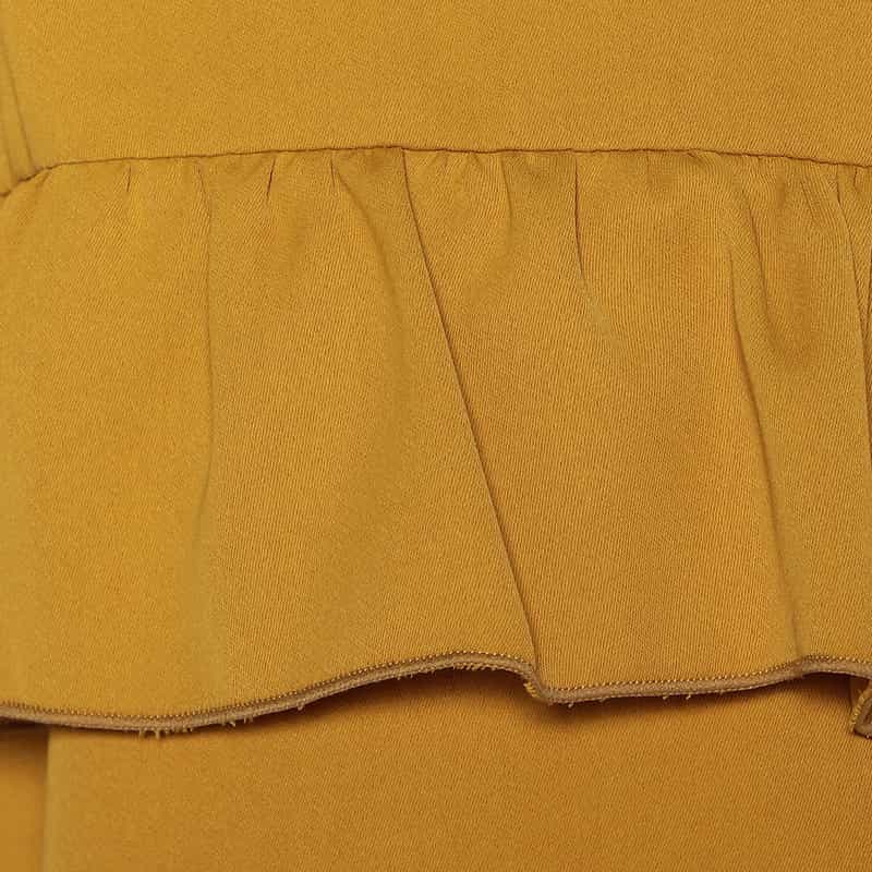 BARNEYS NEW YORK ウォッシャブル 2WAYパールボタンフリルブラウス MUSTARD