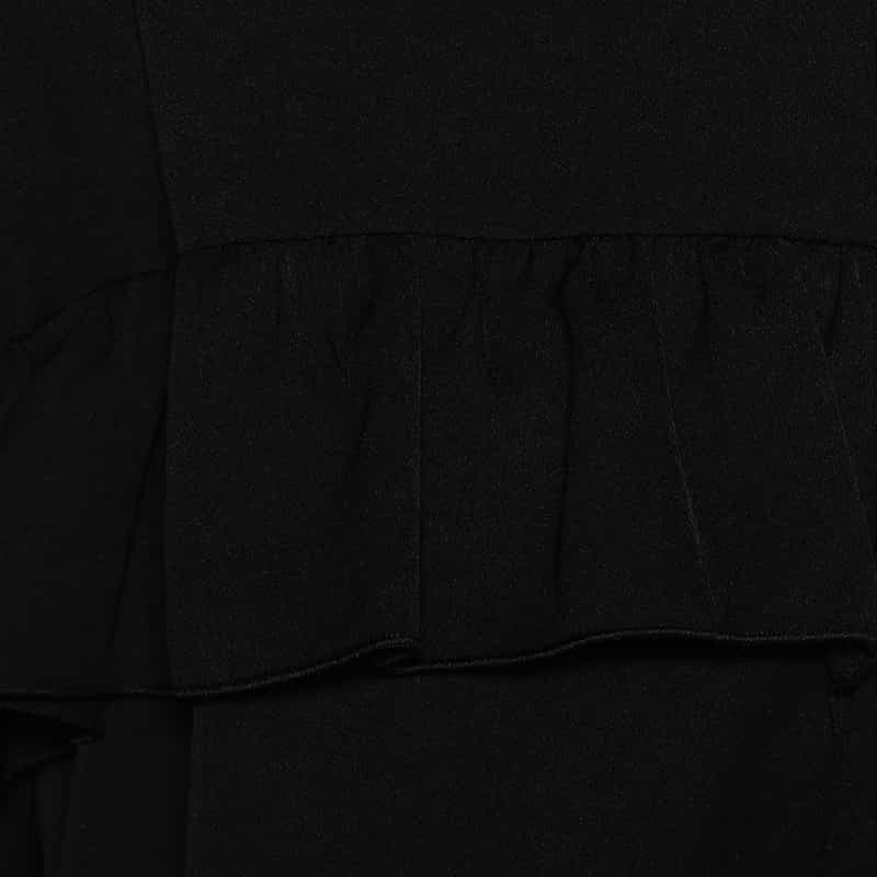 BARNEYS NEW YORK ウォッシャブル 2WAYパールボタンフリルブラウス BLACK