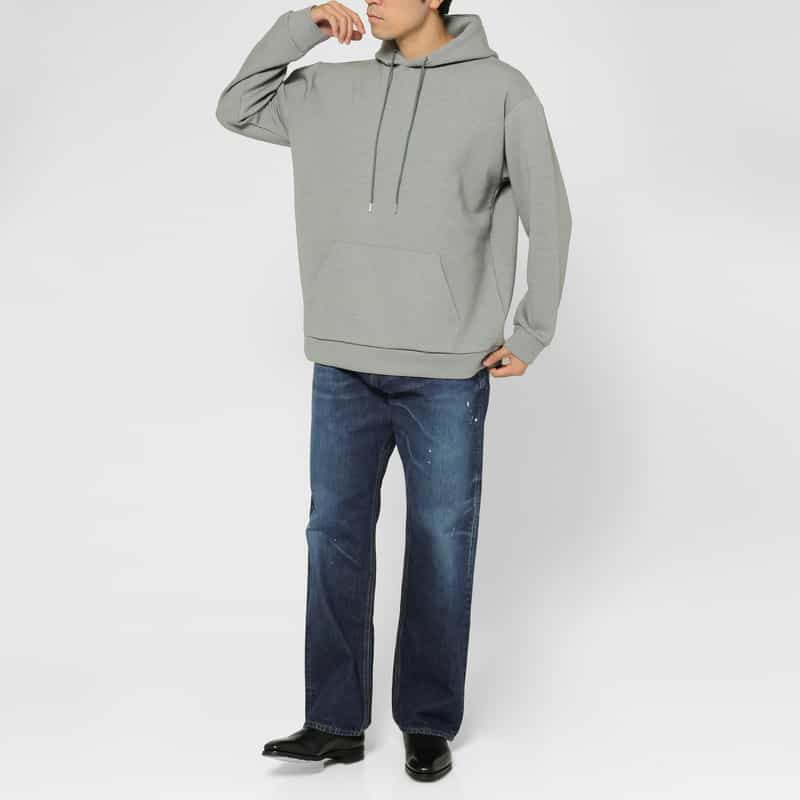 BARNEYS NEW YORK ダンボールニット素材フーデッドニットプルオーバー LIGHT GRAY