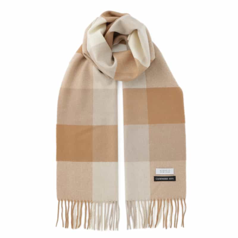 BARNEYS NEW YORK カシミヤ100％チェック柄スカーフ（30×164） BEIGE