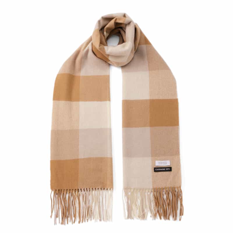 BARNEYS NEW YORK カシミヤ100％チェック柄スカーフ（60×180） BEIGE