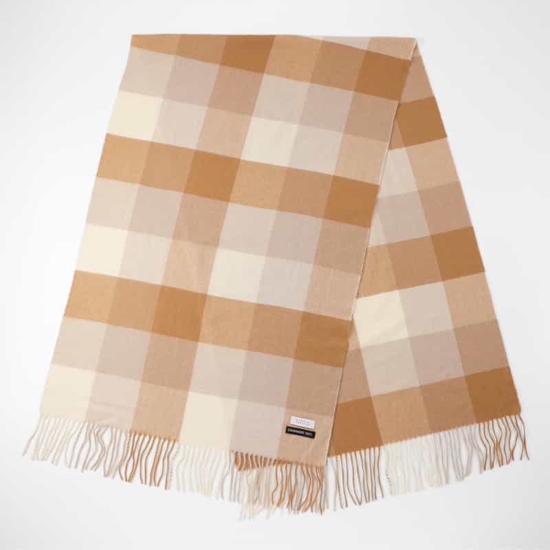 BARNEYS NEW YORK カシミヤ100％チェック柄スカーフ（60×180） BEIGE