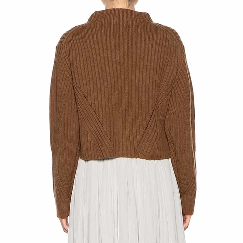 BARNEYS NEW YORK ウォッシャブル ボトルネック ニットプルオーバー BROWN