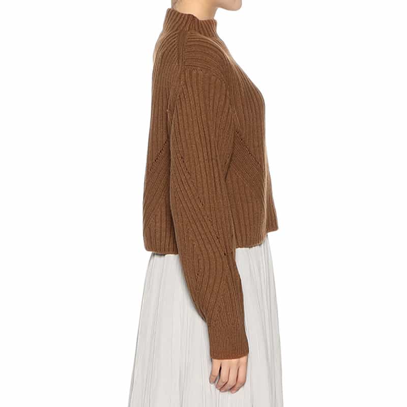 BARNEYS NEW YORK ウォッシャブル ボトルネック ニットプルオーバー BROWN