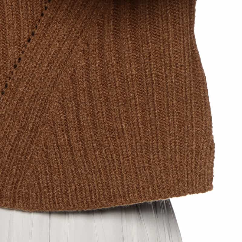 BARNEYS NEW YORK ウォッシャブル ボトルネック ニットプルオーバー BROWN