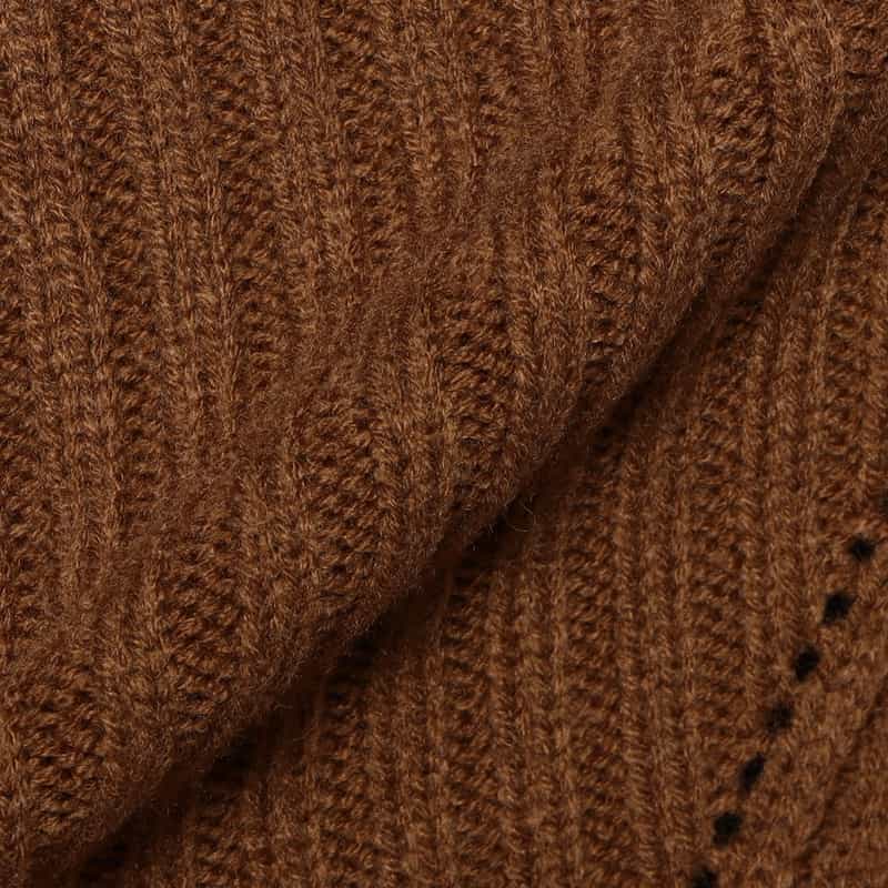 BARNEYS NEW YORK ウォッシャブル ボトルネック ニットプルオーバー BROWN