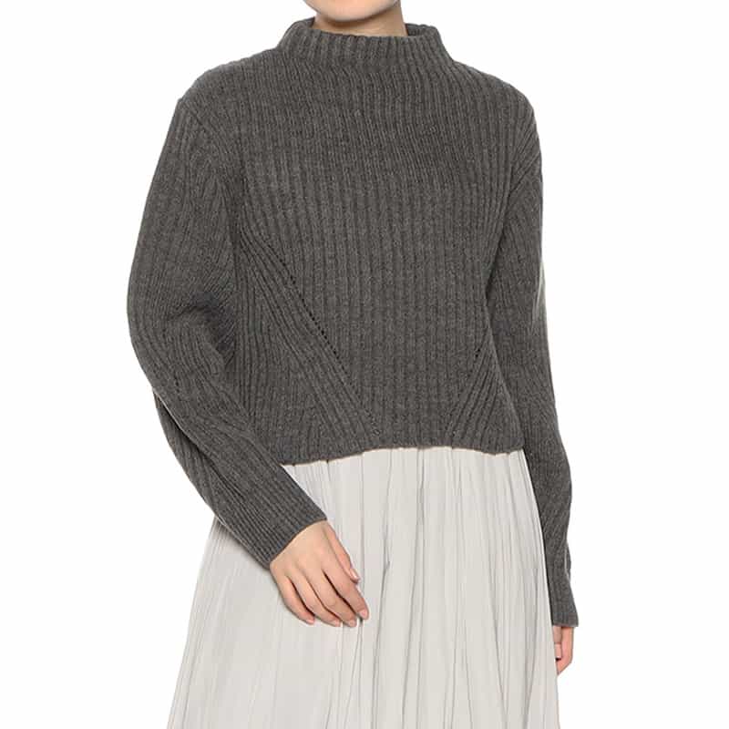 BARNEYS NEW YORK ウォッシャブル ボトルネック ニットプルオーバー GRAY