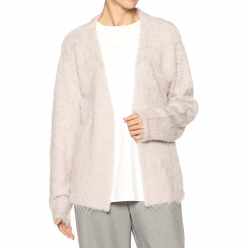 BARNEYS NEW YORK ウォッシャブル フェザーニットカーディガン LT BEIGE