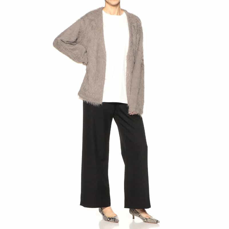 BARNEYS NEW YORK ウォッシャブル フェザーニットカーディガン LIGHT BROWN