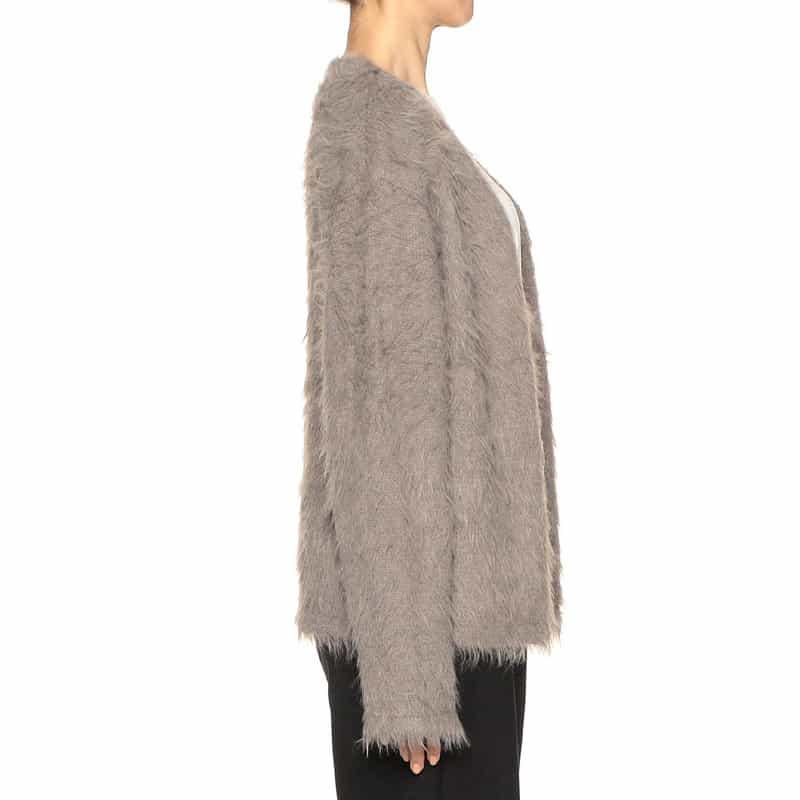 BARNEYS NEW YORK ウォッシャブル フェザーニットカーディガン LIGHT BROWN