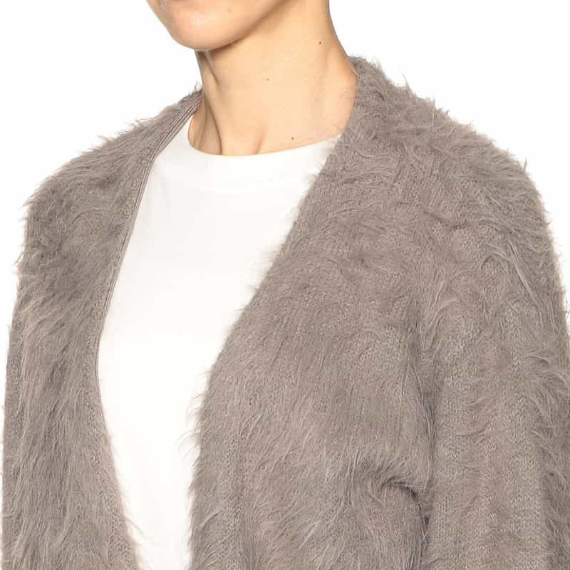 BARNEYS NEW YORK ウォッシャブル フェザーニットカーディガン LIGHT BROWN