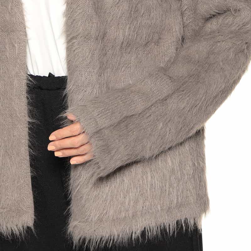 BARNEYS NEW YORK ウォッシャブル フェザーニットカーディガン LIGHT BROWN