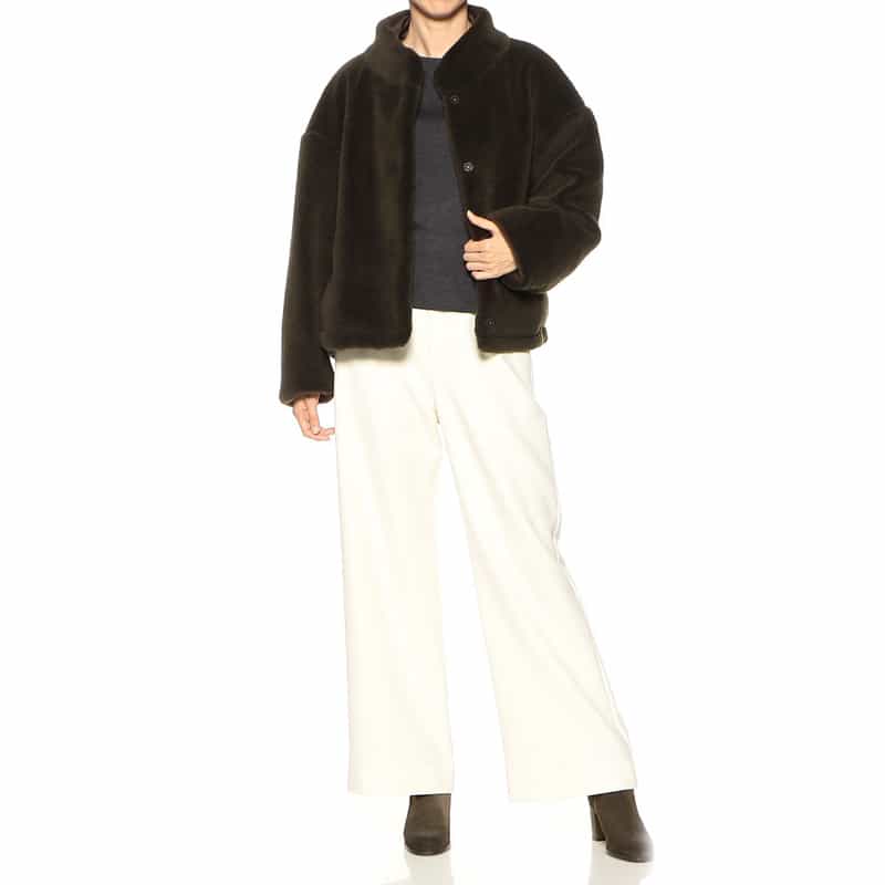 BARNEYS NEW YORK リバーシブル ボアブルゾン DARK BROWN