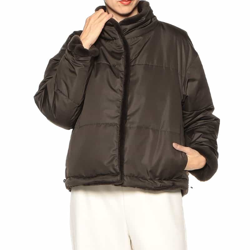 BARNEYS NEW YORK リバーシブル ボアブルゾン DARK BROWN