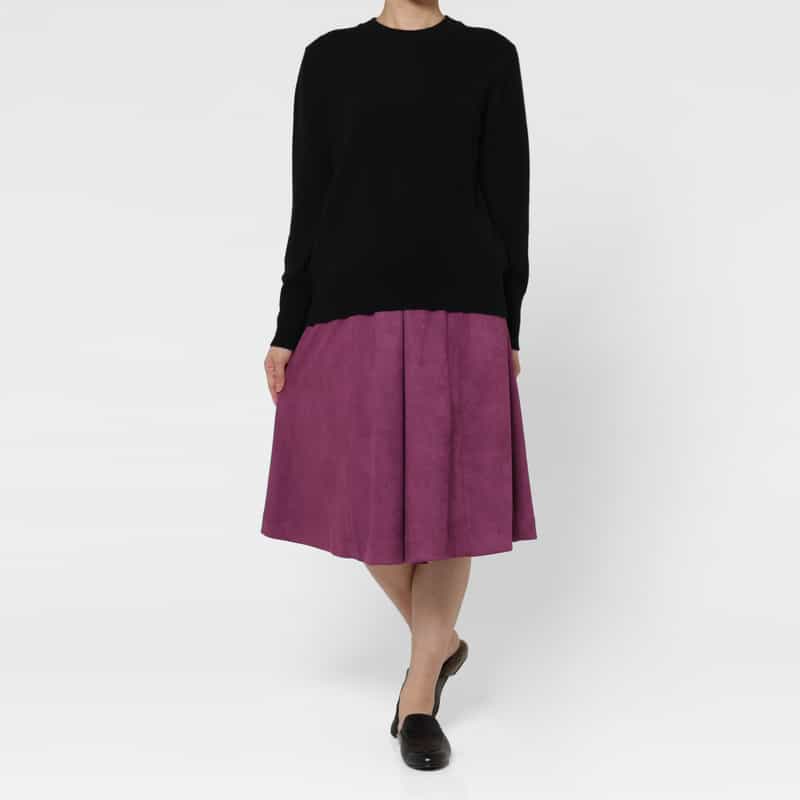 BARNEYS NEW YORK ダンボールニット素材スエードスカート PINK