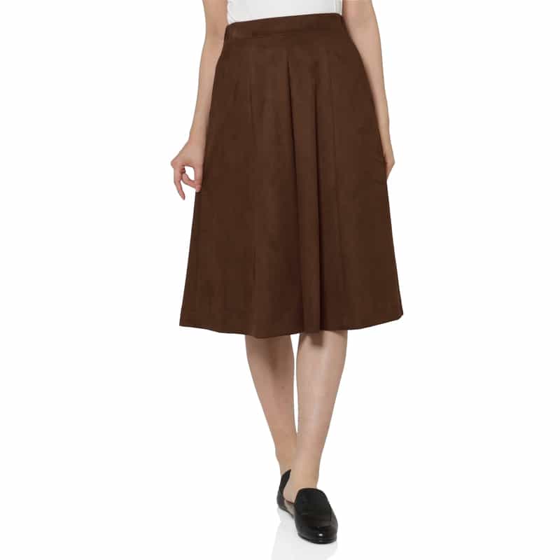 BARNEYS NEW YORK ダンボールニット素材スエードスカート BROWN