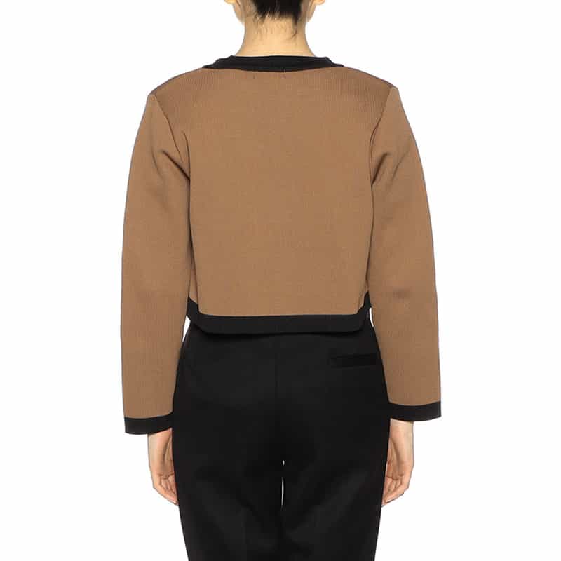 BARNEYS NEW YORK バイカラー コンパクト ニットカーディガン CAMEL