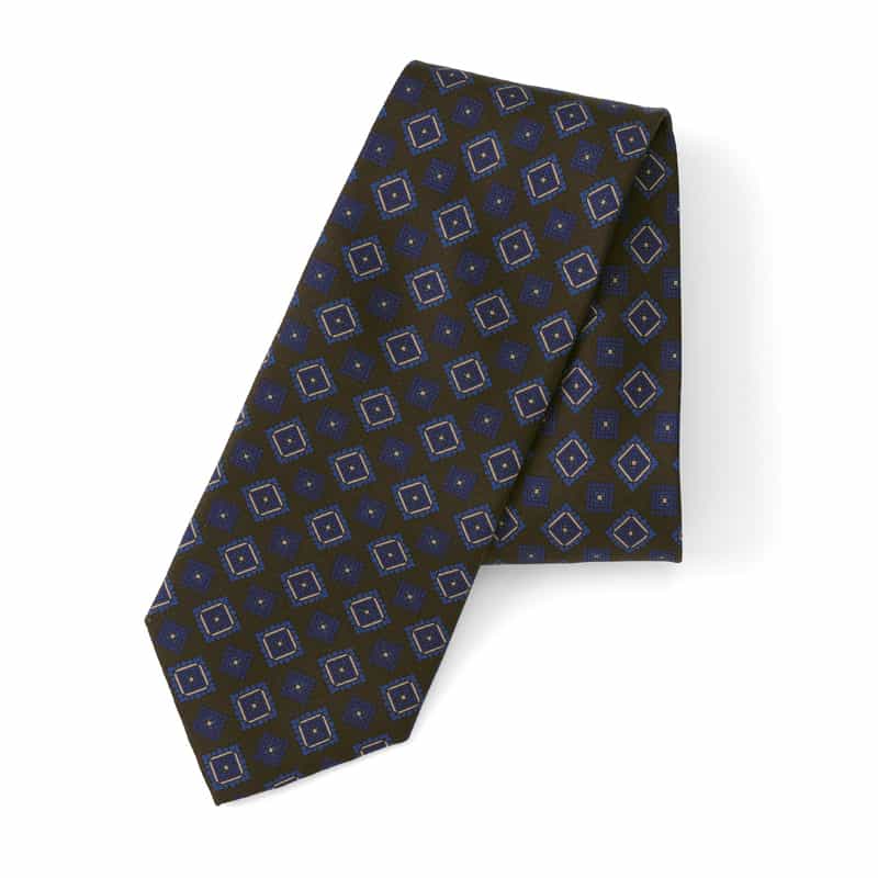 BARNEYS NEW YORK スクエア柄タイ BROWN