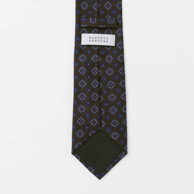 BARNEYS NEW YORK スクエア柄タイ BROWN