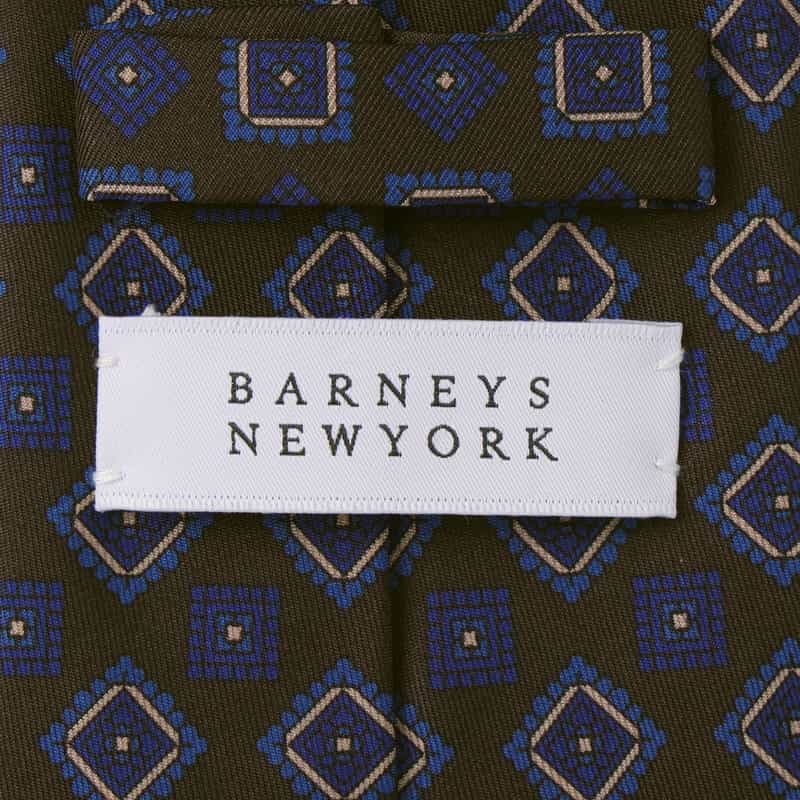 BARNEYS NEW YORK スクエア柄タイ BROWN