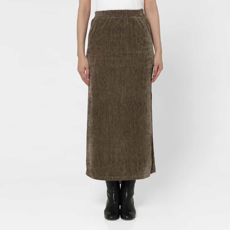 BARNEYS NEW YORK ベロア調素材ロングタイトスカート BROWN
