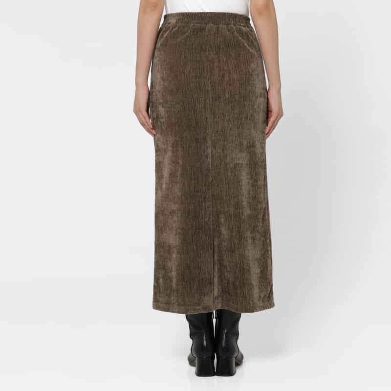 BARNEYS NEW YORK ベロア調素材ロングタイトスカート BROWN
