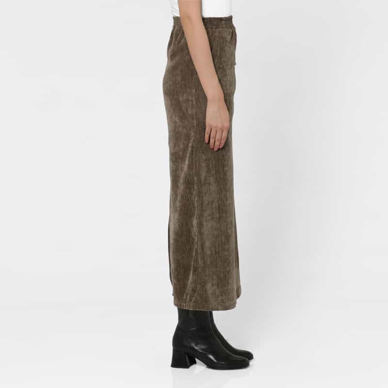 BARNEYS NEW YORK ベロア調素材ロングタイトスカート BROWN