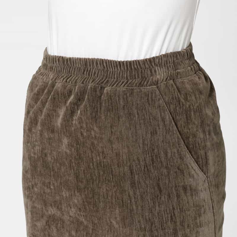 BARNEYS NEW YORK ベロア調素材ロングタイトスカート BROWN