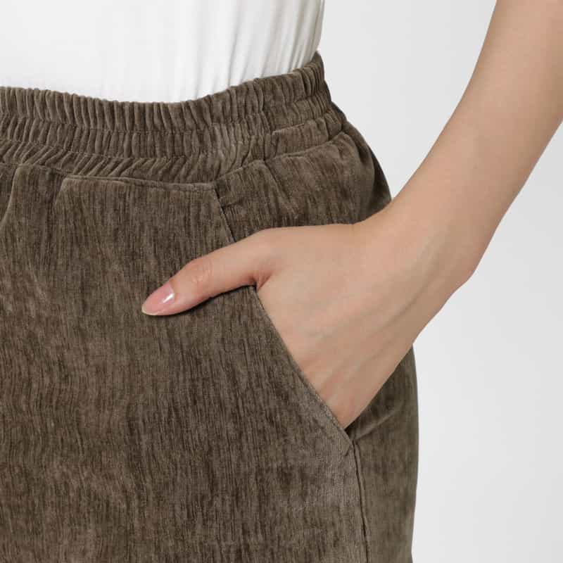BARNEYS NEW YORK ベロア調素材ロングタイトスカート BROWN
