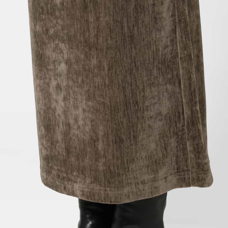 BARNEYS NEW YORK ベロア調素材ロングタイトスカート BROWN