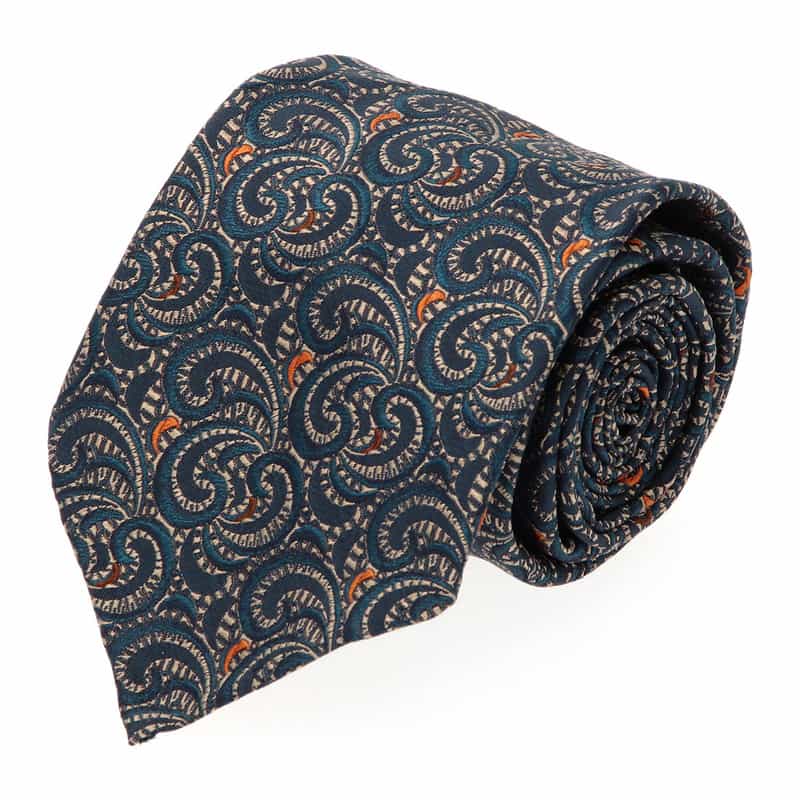 ATTO VANNUCCI FIRENZE セッテピエゲペイズリー柄タイ NAVY