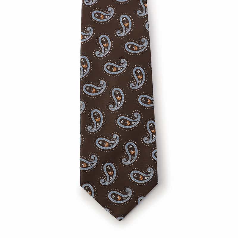 STEFANO BIGI ペイズリー柄タイ BROWN