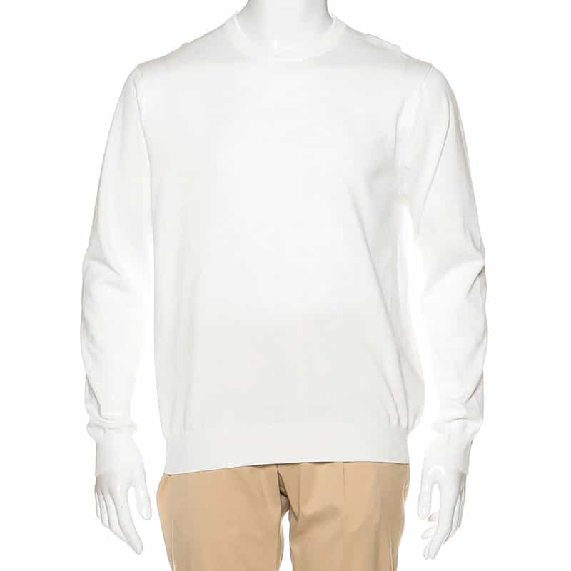 BARNEYS NEW YORK 海島綿ニットプルオーバー WHITE