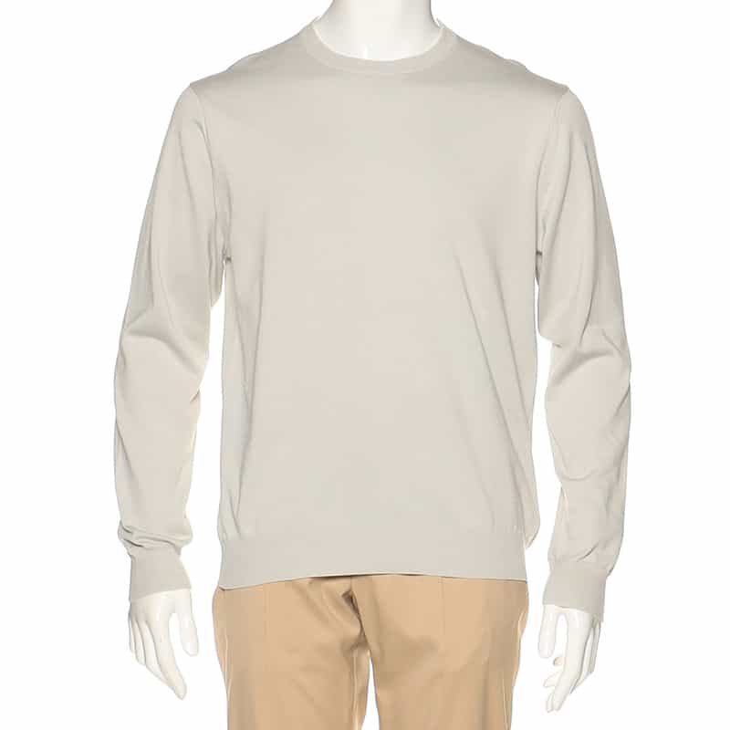 BARNEYS NEW YORK 海島綿ニットプルオーバー LIGHT GRAY