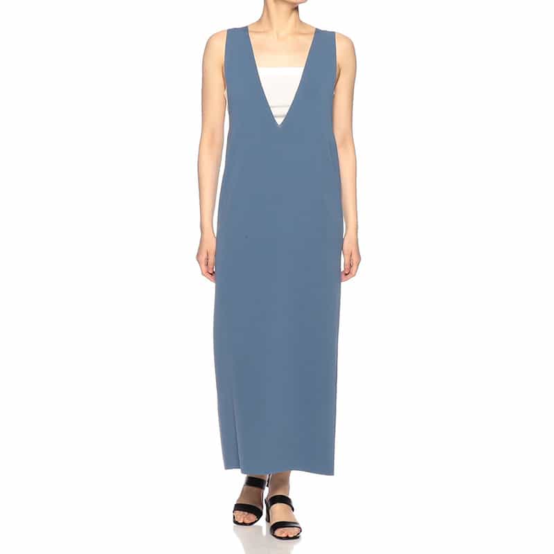AURALEE Vネック ニットドレス BLUE