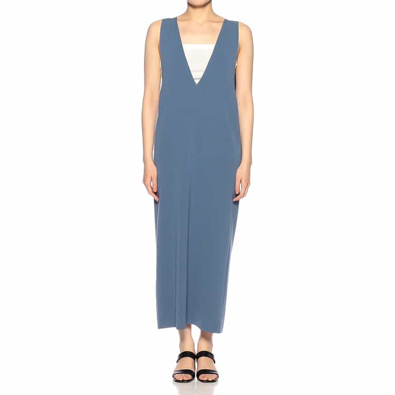 AURALEE Vネック ニットドレス BLUE