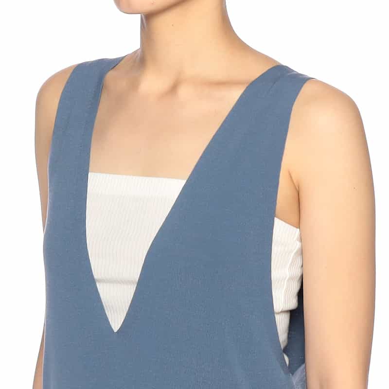 AURALEE Vネック ニットドレス BLUE