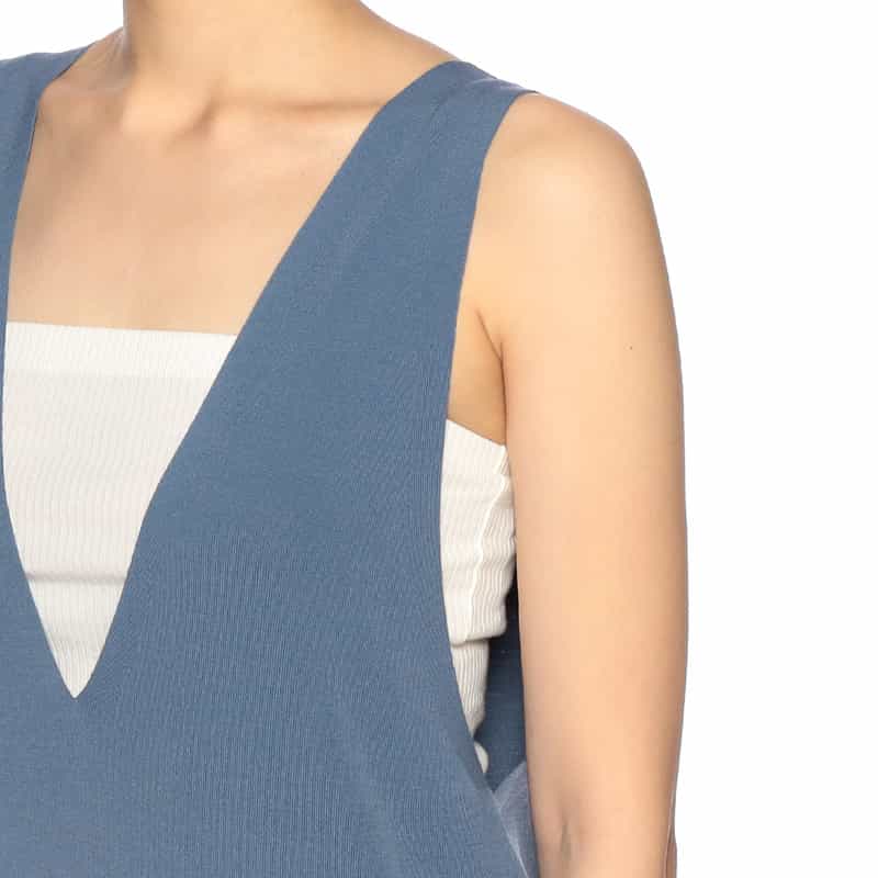 AURALEE Vネック ニットドレス BLUE