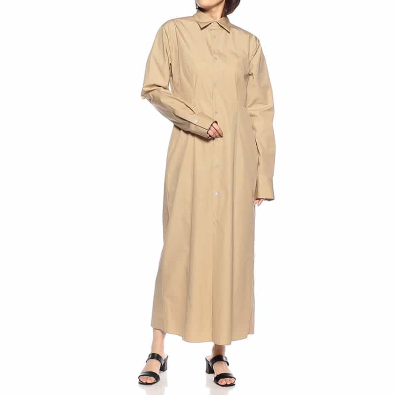 AURALEE ロングスリーブ シャツドレス BEIGE