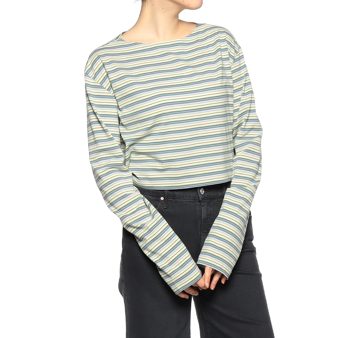 クロップド ボーダーカットソー