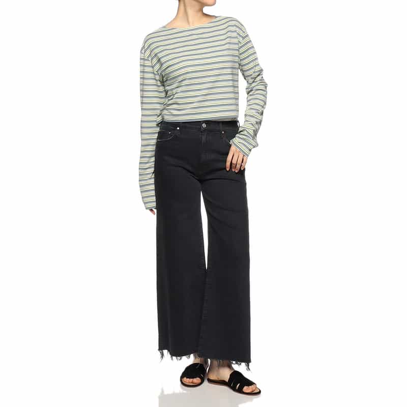 AURALEE クロップド ボーダーカットソー LIGHT GREEN