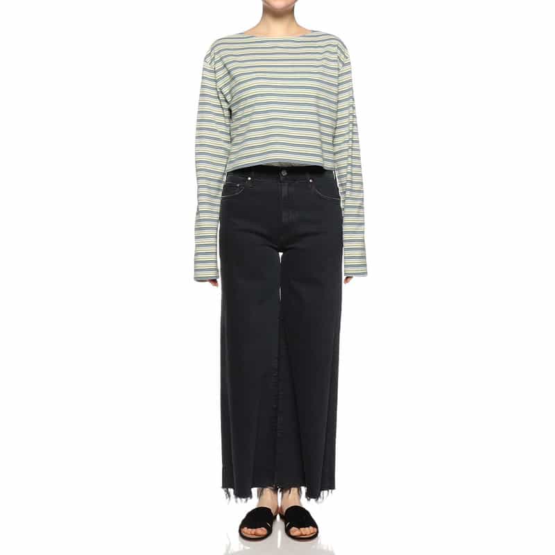 AURALEE クロップド ボーダーカットソー LIGHT GREEN