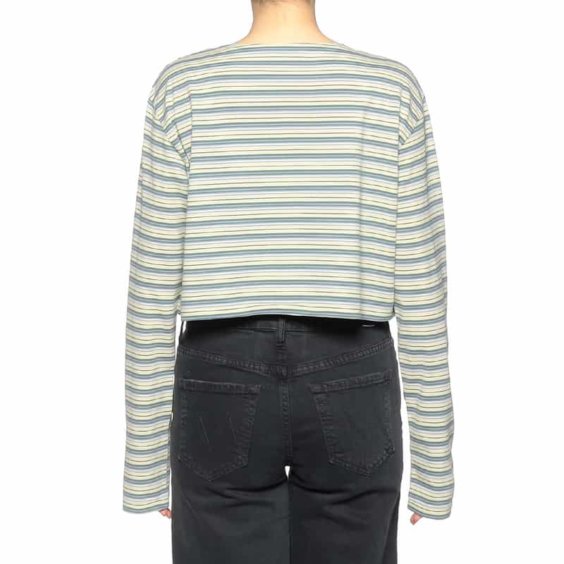 AURALEE クロップド ボーダーカットソー LIGHT GREEN