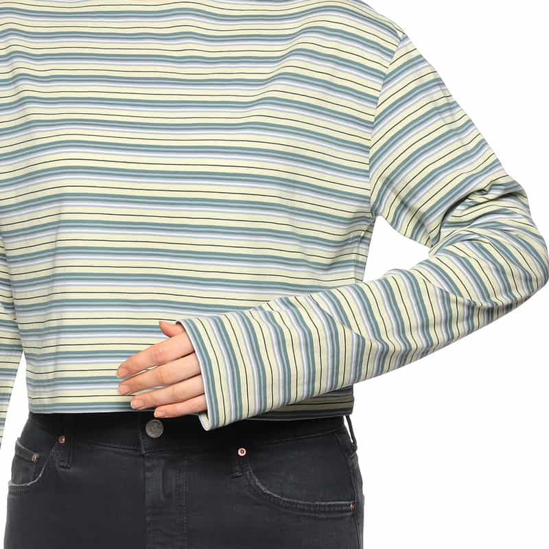 AURALEE クロップド ボーダーカットソー LIGHT GREEN
