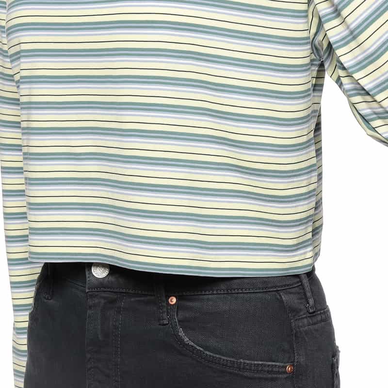 AURALEE クロップド ボーダーカットソー LIGHT GREEN