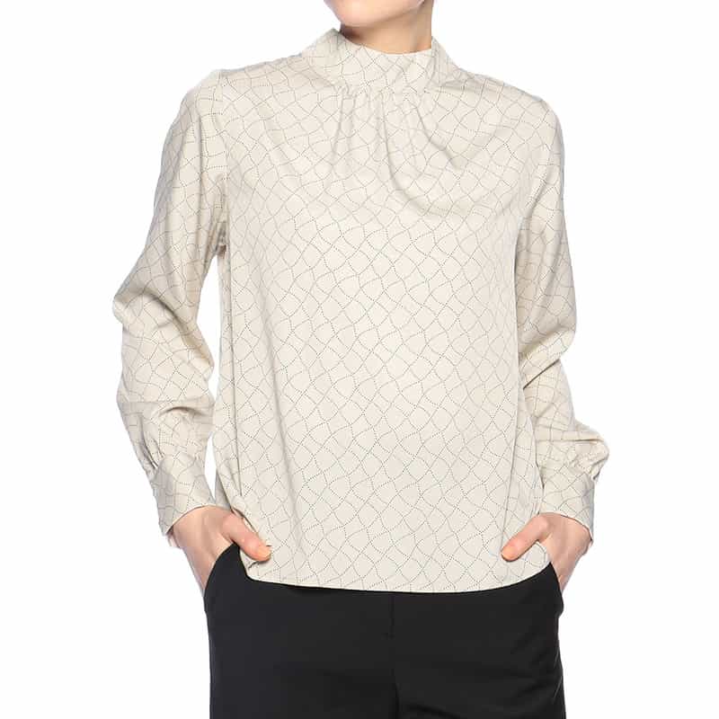 BARNEYS NEW YORK ウォッシャブル 2WAYボウタイブラウス LT BEIGE